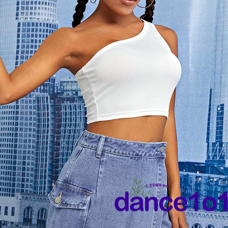 ◑XD✨Women Solid Color Off Shoulder Casual Vest