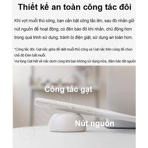 Vợt đập muỗi Solove P1 Mi Youpin - Vợt muỗi kiêm đèn bắt muỗi tự động - 3 màu Đen / Xám / Xanh Lá