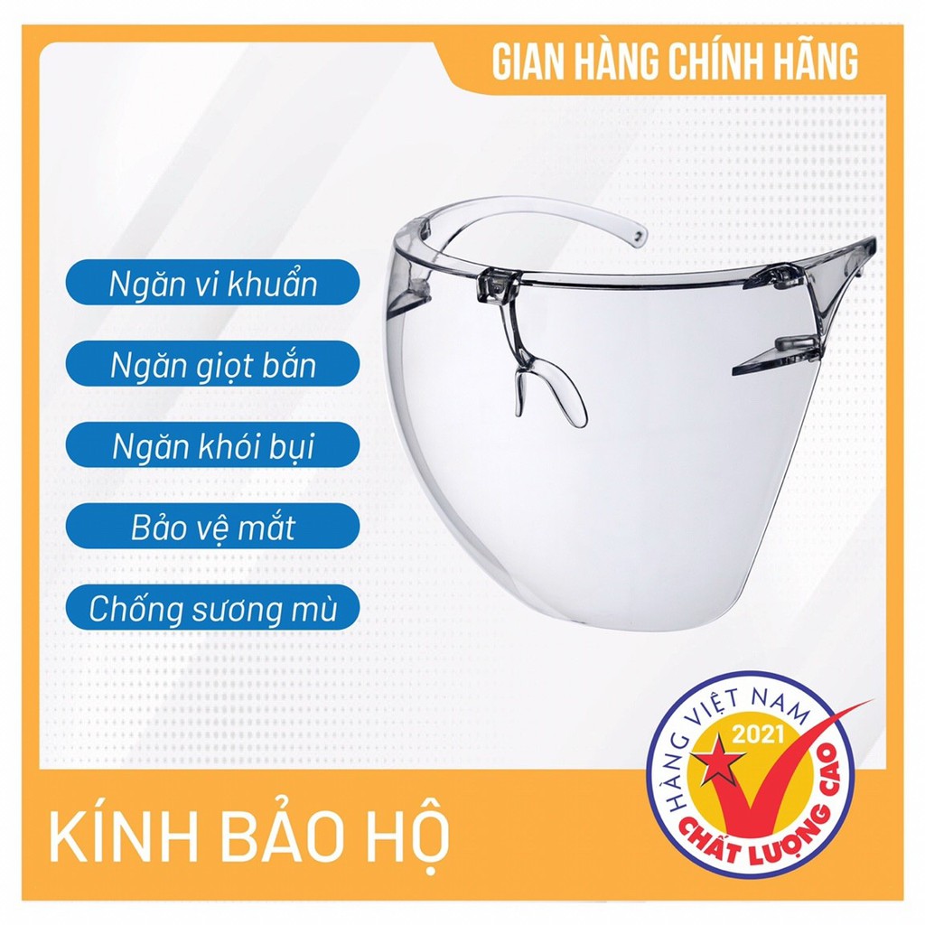 Kính bảo hộ cao cấp HOÀNG GIA Face Shield chống giọt bắn, chống dịch đã xử lý không đọng hơi thở (SP của công ty ASIA)