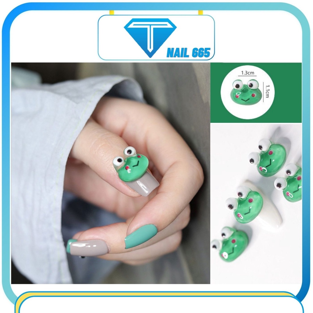 Charm gắn móng nail trang trí, Charm ếch xanh phụ kiện gắn móng hình thú cute