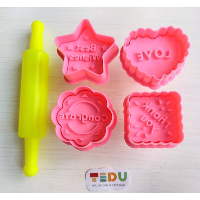 Bộ khuôn ấn làm bánh Cookie love chơi bột nặn đất nặn an toàn TEDU