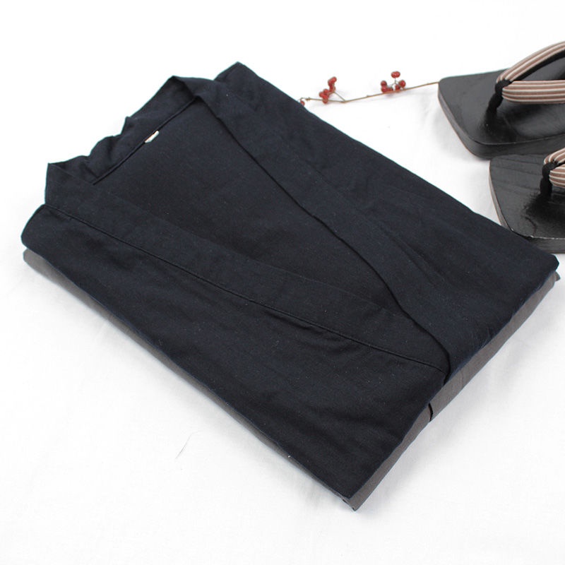 Bộ Đồ Ngủ Kimono Bằng Cotton Nguyên Chất Mỏng Màu Trơn Phong Cách Trung Quốc Dành Cho Nam 3.14