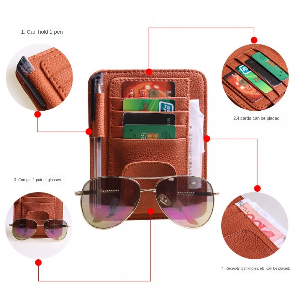 Hộp đựng bút/ mắt kính bằng da PU đa năng tiện dụng cho xe hơi