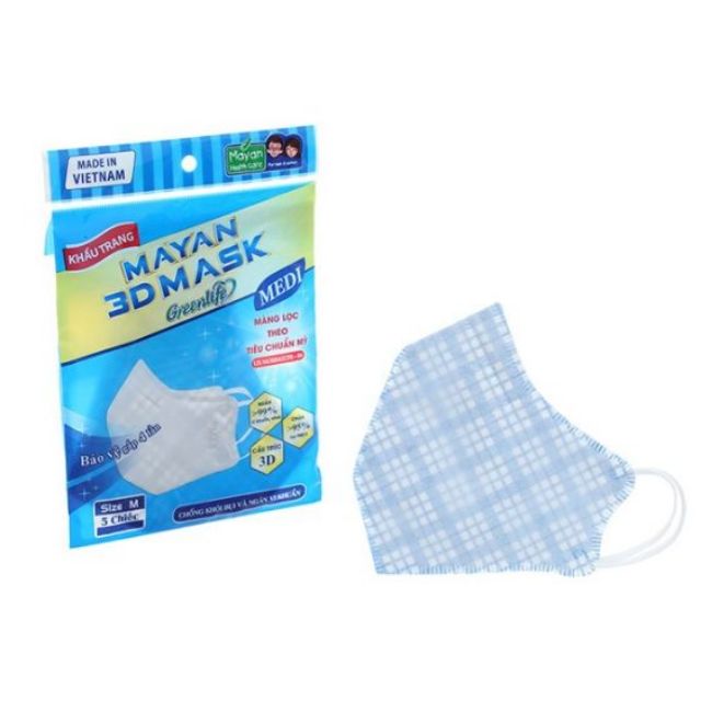 🇻🇳 KTYT Mayan 3D Mask medi gói 5 chiếc 5 lớp ngăn bụi PM 2.5, Lọc 99% vi khuẩn, chuẩn iso, ce | BigBuy360 - bigbuy360.vn