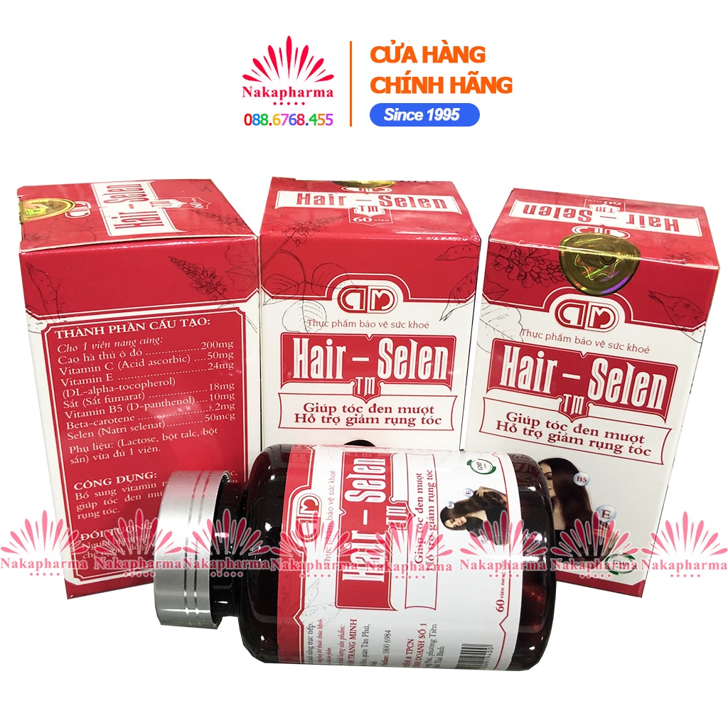 Viên dưỡng tóc Hair-Selen TM – Giảm rụng tóc, kích thích tóc mọc nhanh, tóc khỏe, giúp đẹp da - Hairselen Trang Minh