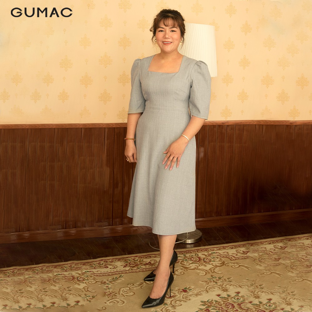 [Mã MABR07062 giảm 8% tối đa 50K đơn từ 249K] Đầm nữ cổ vuông tay lỡ DA10110 GUMAC