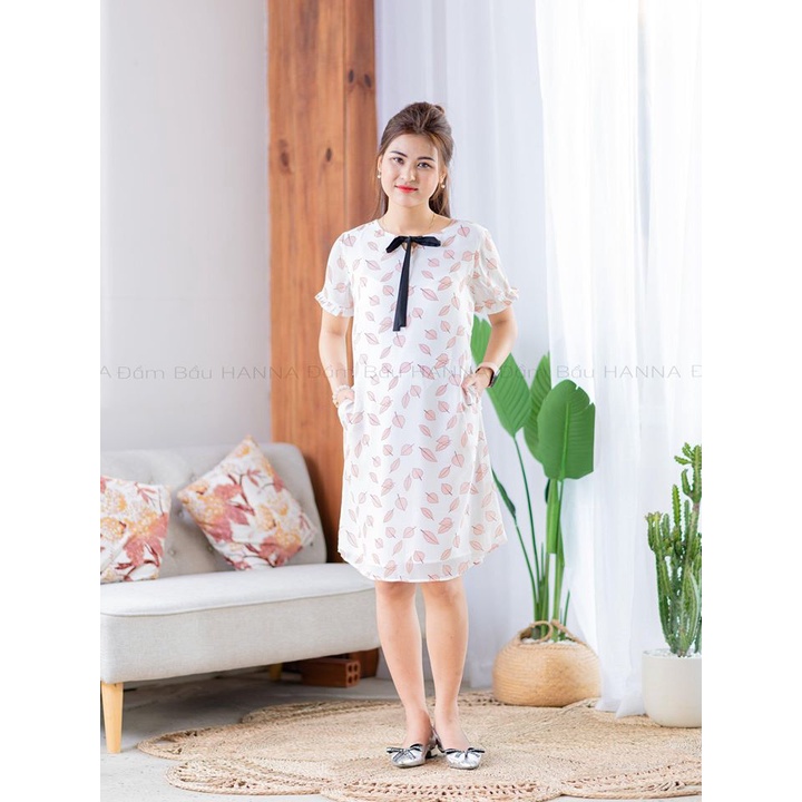 [SIZE 40-80KG] Đầm bầu công sở voan 2 lớp mềm mát mùa hè vải không nhăn có túi bên sườn có size fom A