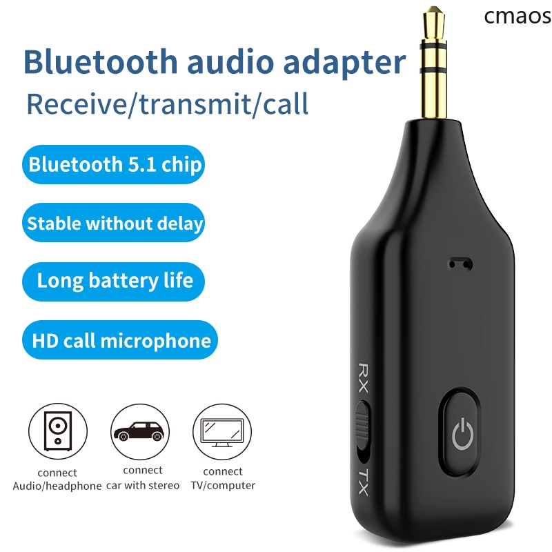 Thiết bị thu phát âm thanh bluetooth 5.0 2 trong 1 có giắc cắm 3.5mm cáp sạc usb dành cho xe hơi