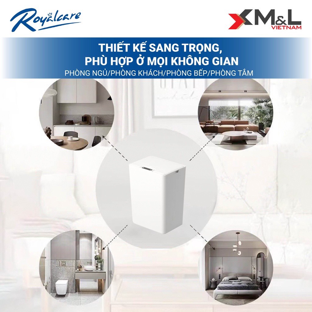 Thùng rác cảm ứng 3 chế độ thông minh M&amp;L FH-2 phong cách Hàn Quốc 15 lít - Hàng chính hãng