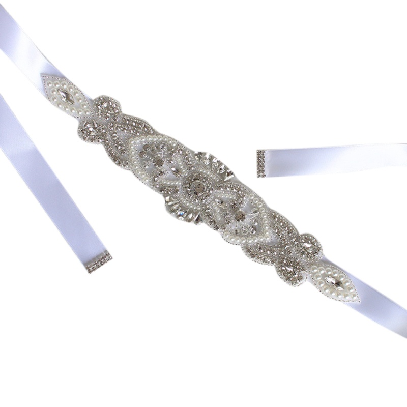 Thắt Lưng Ruy Băng Satin Đính Đá Cho Cô Dâu