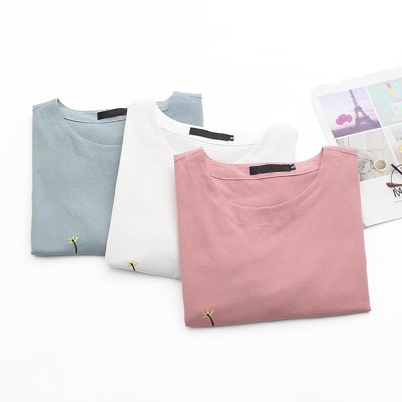 Áo thun tay ngắn dáng rộng in họa tiết thời trang mùa hè cho phụ nữ trung niên