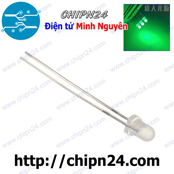 [50 CON] (TK1) Led 3mm Đục màu XANH LÁ (DXL3)