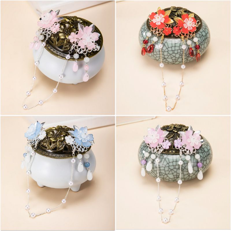 KẸP TÓC CỔ PHONG CỔ TRANG HOA ĐÀO CÁNH TIM 5 CÁNH