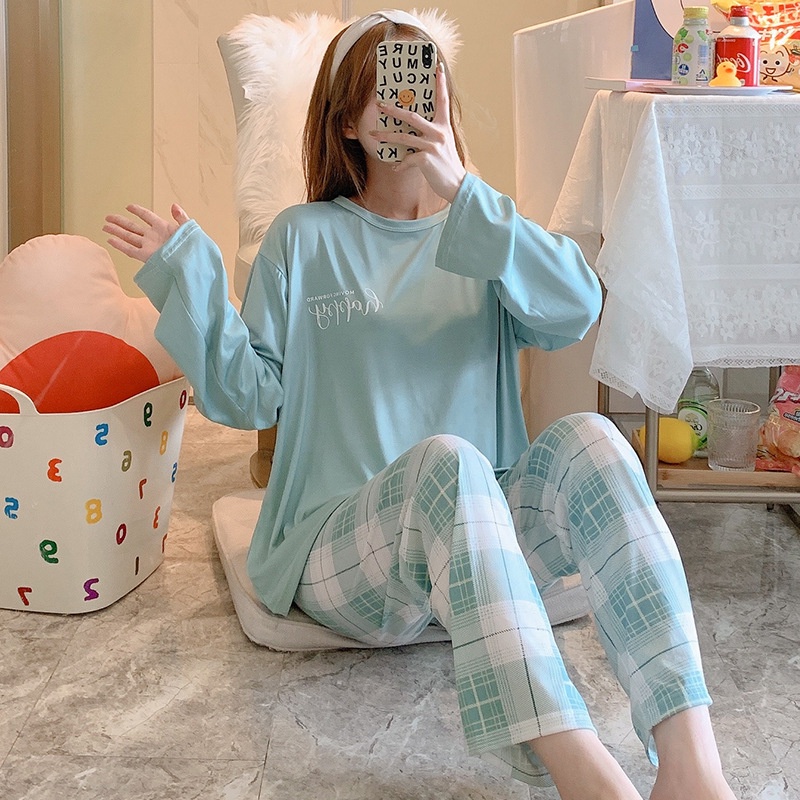 Đồ bộ bigsize quần dài dành cho nữ TOZZO chất thun cotton mặc ở nhà mùa thu dễ thương BD03