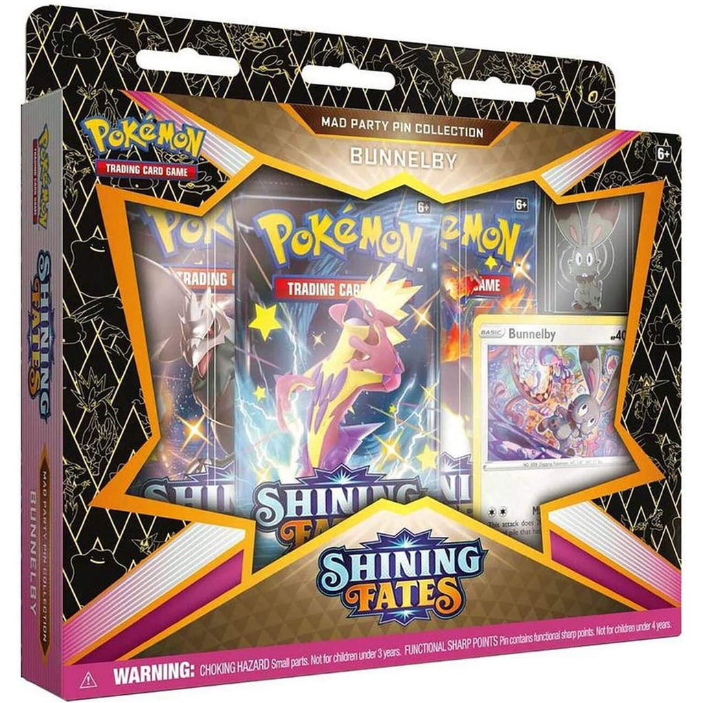 Hộp 3 gói thẻ bài Pokemon TCG Shining Fates Mad Party Pin Collection