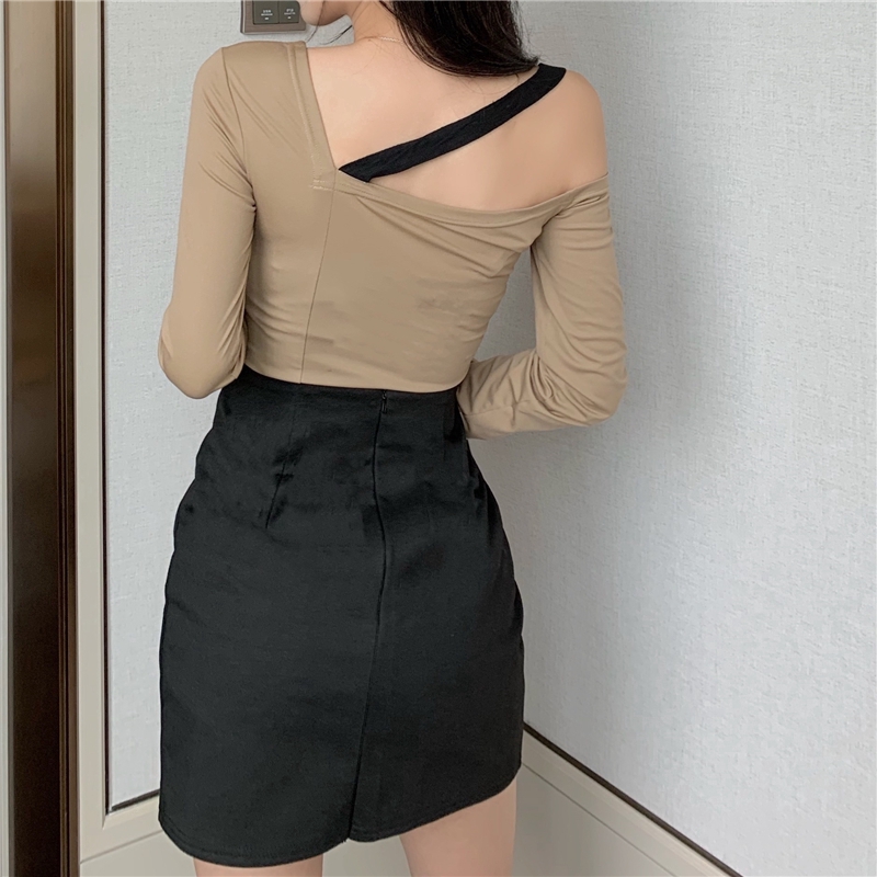 DUNEA Áo lệch vai/chân váy xẻ tà dáng ôm thời trang sành điệu cho nữ