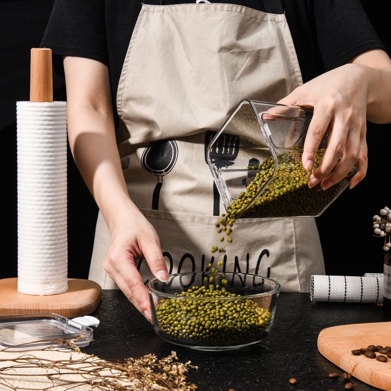 Hộp chân không đựng gia vị thực phẩm bánh quy kín bằng nhựa ngăn nắp cho nhà bếp