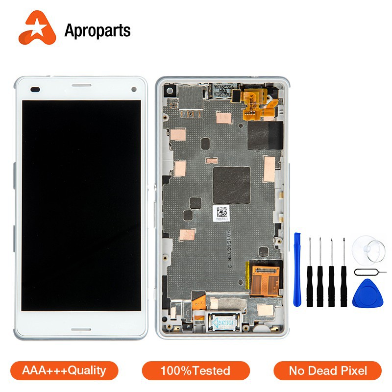 Dành cho Sony Xperia Z3 Compact / Z3 Mini D5804 D5833 Màn hình LCD Thay thế màn hình cảm ứng lắp ráp với khung