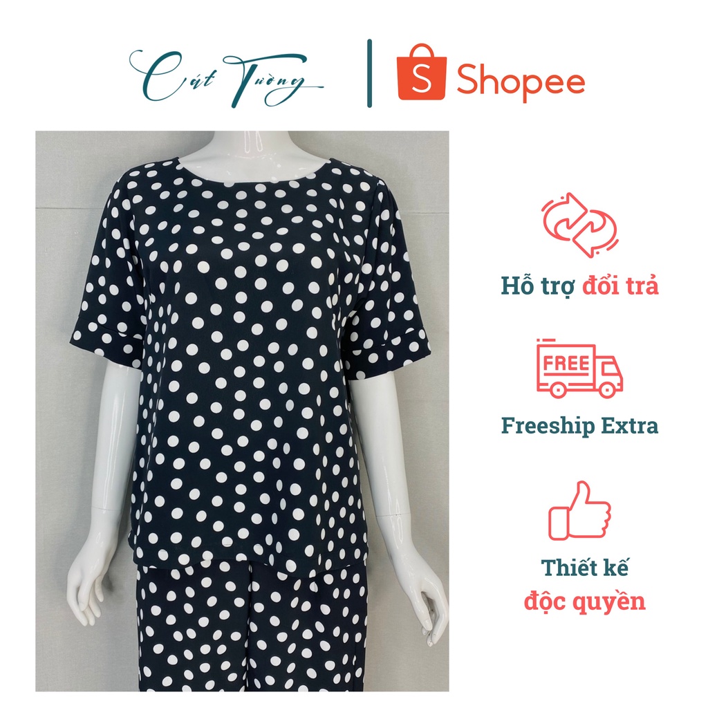 Đồ bộ trung niên cho mẹ cho bà chất vải cao cấp mịn mát, trẻ trung &amp; lịch sự - Bộ bi đen