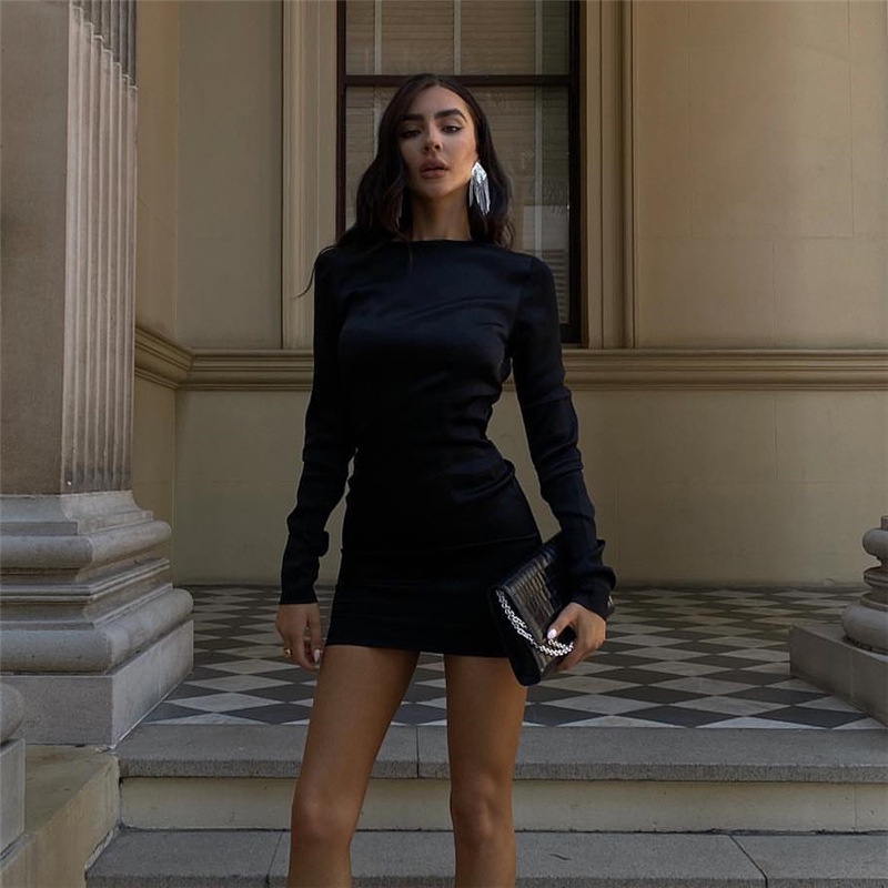 Đầm tay dài cổ tròn gợi cảm hợp thời trang dành cho phái nữ | BigBuy360 - bigbuy360.vn