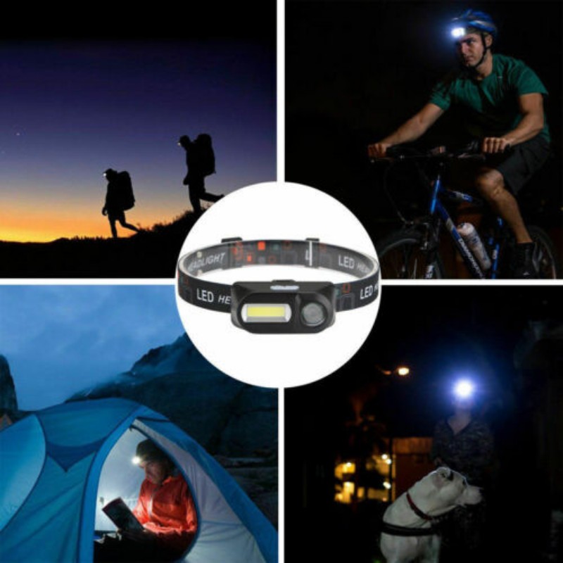 Đèn pin đeo đầu Mini Xpe + Cob Led nhiều chế độ sáng