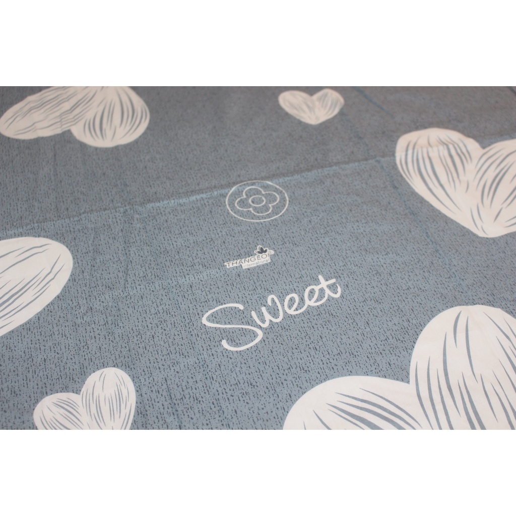 Bộ drap gối Cotton TL  - Tim Nền Xám - chất vải  COTTON loại 1 dầy dặn, mềm mại, mát mẻ.