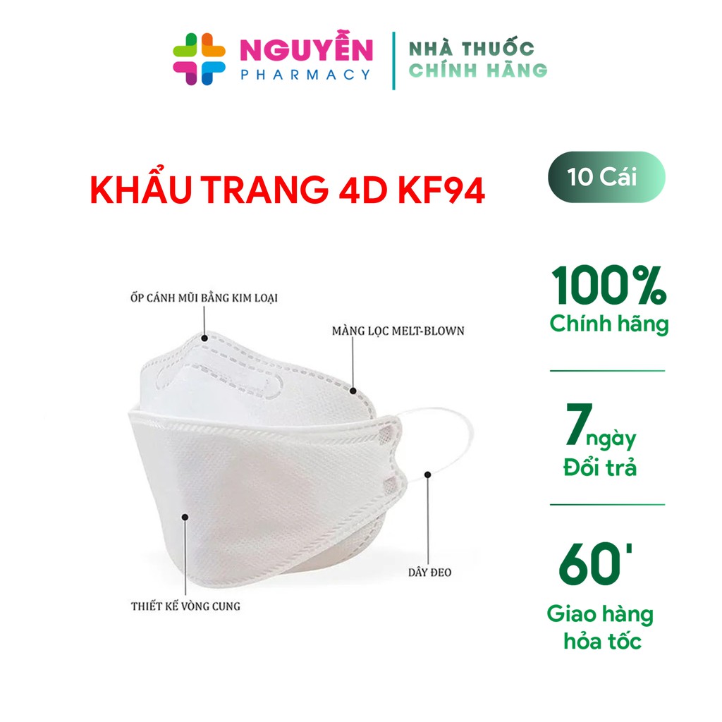 Khẩu trang cá 4D Ami KF94 túi 10 cái - Kháng khuẩn, thời trang, chống bụi mịn