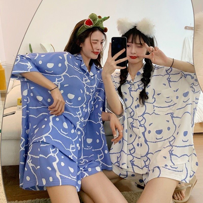 Sét Pijama Gấu Xinh, Bộ Đồ Ngủ Pizama Cute mặc nhà