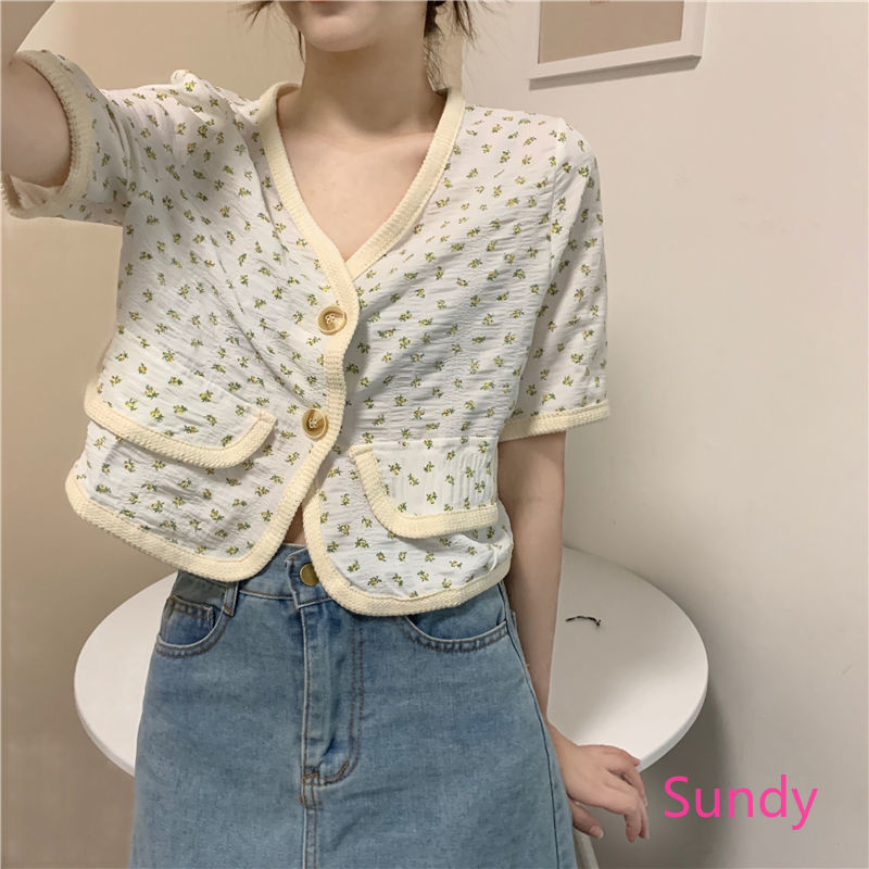 Áo Sơ Mi Crop Top Phong Cách Retro Thời Trang Cho Nữ