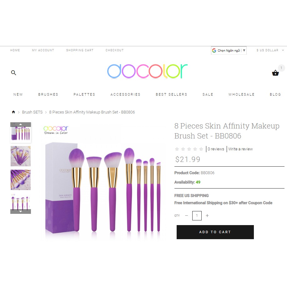 Bộ cọ cá nhân 8 cây 8 Pieces Skin Affinity Makeup Brush Set