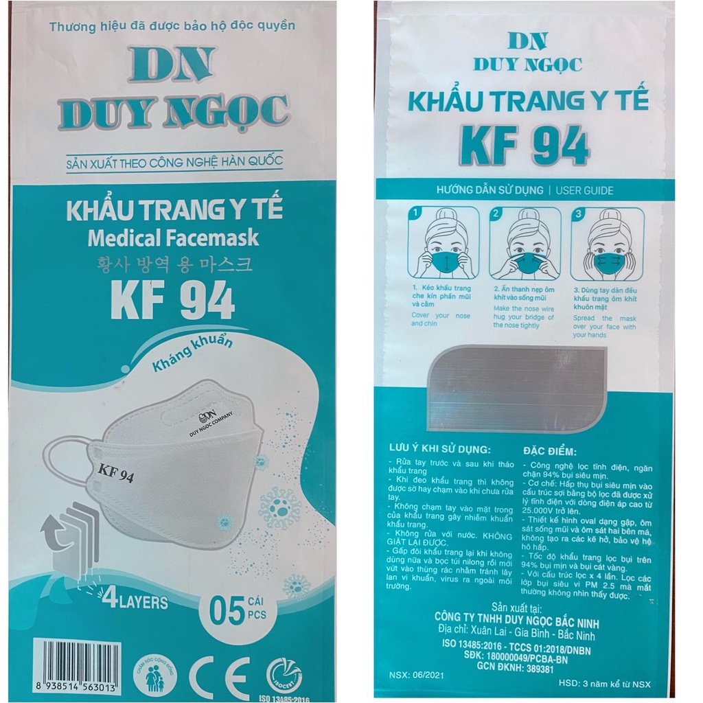 [Combo 5-20] Khẩu trang 4D KF94 Mask Hàn Quốc Chính Hãng Duy Ngọc 4 lớp cao cấp kháng khuẩn chống bụi FK94 [CEC Store]