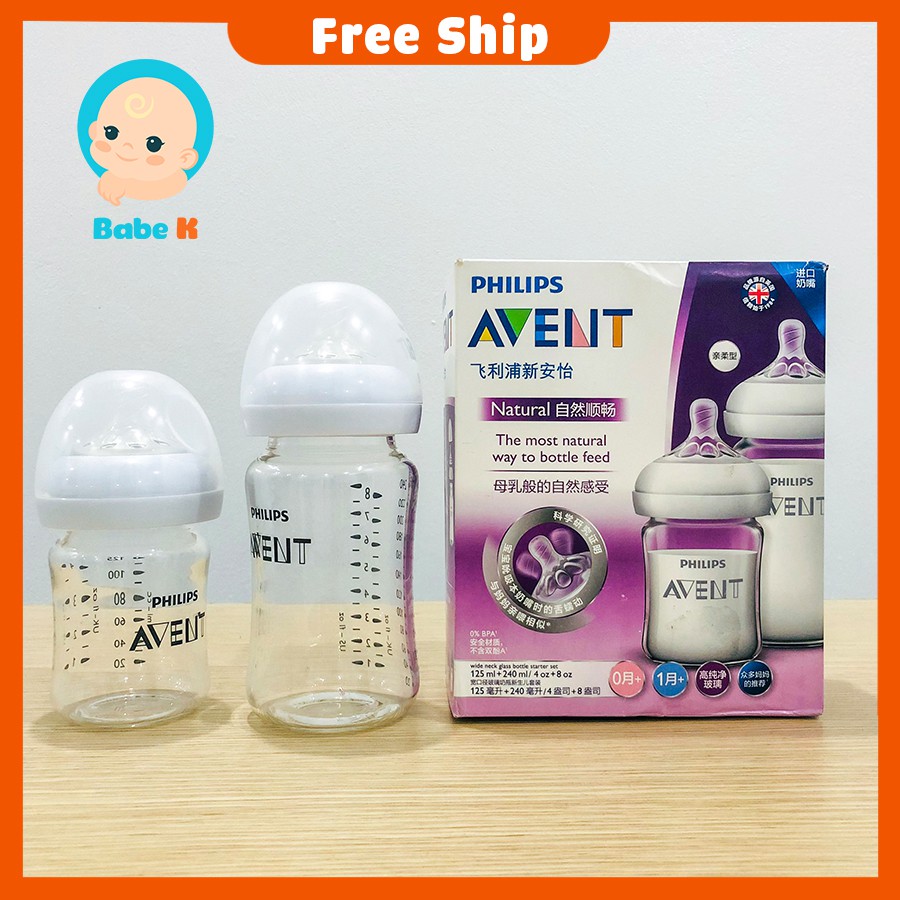 Bình sữa Avent thủy tinh Natural siêu bền 120ml/240ml Shop Babe K