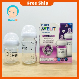 Bình sữa Avent thủy tinh Natural siêu bền 120ml/240ml Shop Babe K