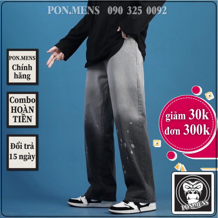Quần jean baggy ống rộng nam nữ wash màu xanh và xám đẹp mới hà nội hcm 7029 Pon.mens