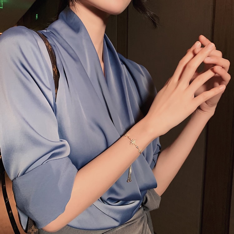 [Hàng mới về] Vòng tay Hoa tuyết Vàng lấp lánh Đơn giản nữ tính - Lắc tay nữ