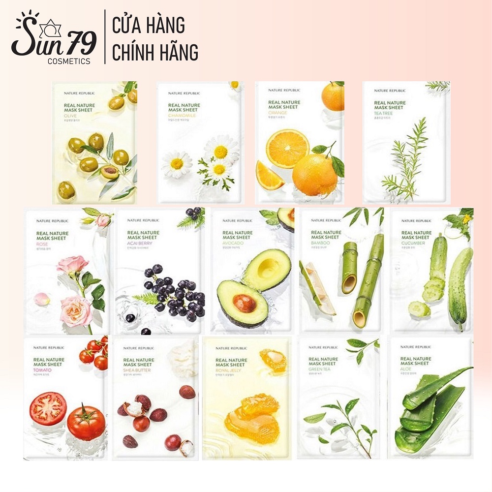 Combo 10 Mặt Nạ Giấy Dưỡng Trắng Da Nature Republic Real Nature Mask Sheet 23mlx10