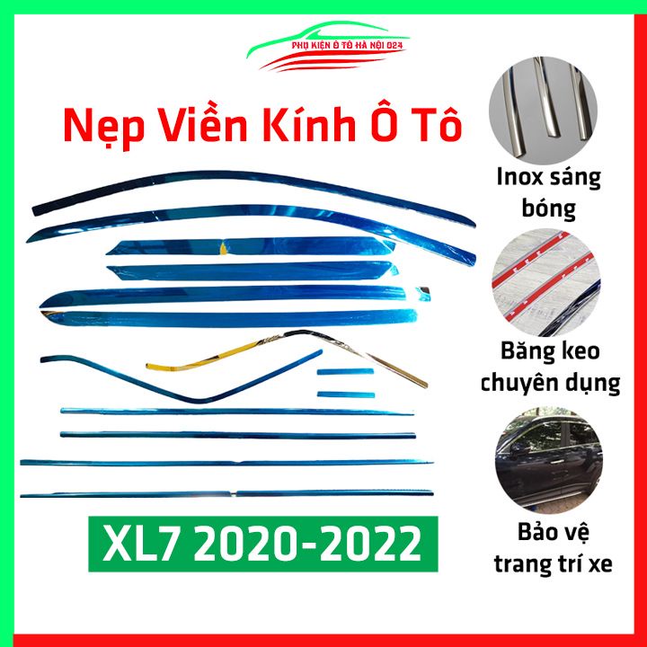 Bộ nẹp viền chân kính cong kính Suzuki XL7 2020 Inox sáng bóng chuẩn form xe
