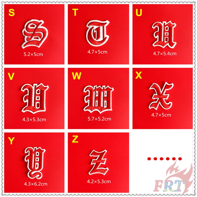 ✿ Old English Letters - Red Iron-on Patch ✿ 1Pc Diy Embroidery Patch Sew on Iron on Badges Patches