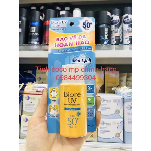Sữa Chống Nắng Biore Uv Perfect Protect Milk Cool Spf50+/Pa+++ -25Ml