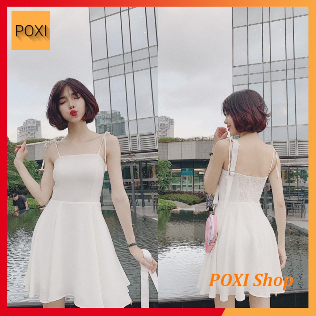 [ẢNH THẬT] Đầm 2 Dây Thắt Nơ Vai - Chun Lưng Cực Đẹp