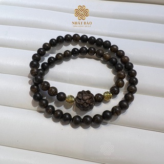 Vòng Tay Trầm Hương INDO 54 Hạt 6MM Mix Hoa Sen Trầm Hương Quấn 2 Vòng Tay - Nhất Bảo Trầm Hương & Đá Phong Thủy