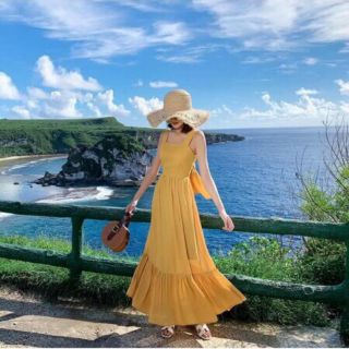 Đầm maxi đuôi cá vàng, đầm maxi đuôi cá lưng V siêu đẹp