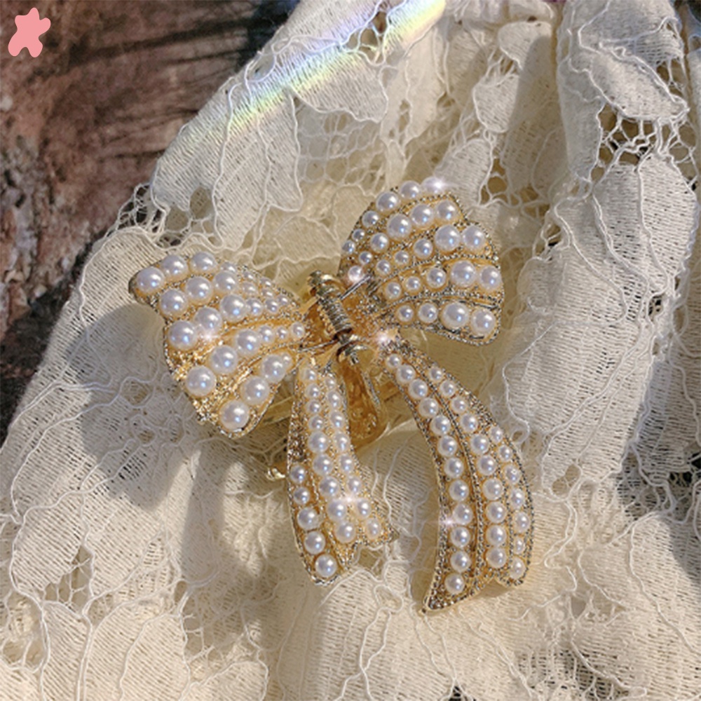 ☆☆☆【Hàng Sẵn Sàng】Kẹp Tóc Hình Nơ Đính Ngọc Trai Phong Cách Nhật Bản Hàn Quốc Dành Cho Bạn Nữ