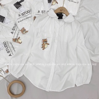 Áo sơmi cổ sen con chuột