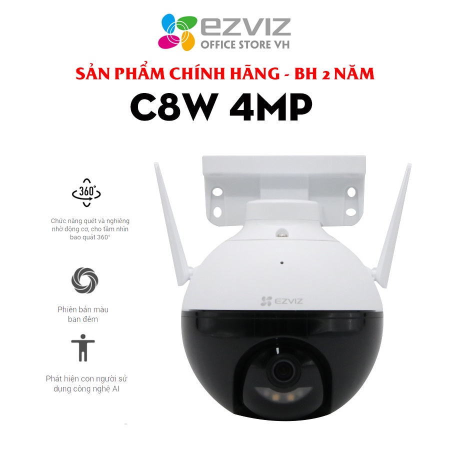 [MUA 2 TẶNG 1 QUÀ EZVIZ] Camera EZVIZ C8W ngoài trời 4mp , xoay 360 độ, camera có màu ban đêm, không dây wifi