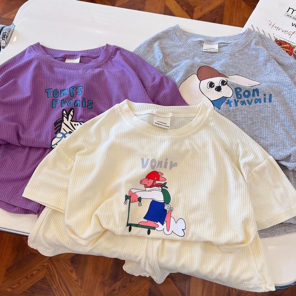 Bộ Cộc Tay Quần Ngố Bon Chun Chất Tăm Co Dãn Bốn Chiều Cho Bé Trai Bé Gái Từ 6Kg Đến 32Kg Thời Trang Trẻ Em Ken Store