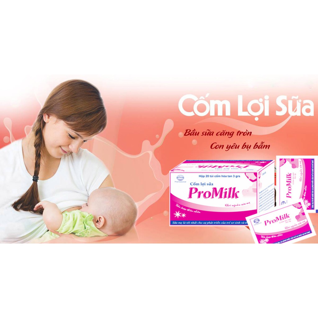 Cốm lợi sữa Promilk từ thảo dược - tăng tiết sữa cho mẹ sau sinh - Hộp 20 gói cho mẹ ít sữa, sữa loãng {xả lỗ}