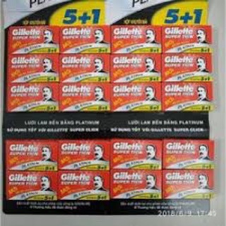 Combo 5 hộp lưỡi lam GILLETTE SUPER THIN X 6 lưỡi