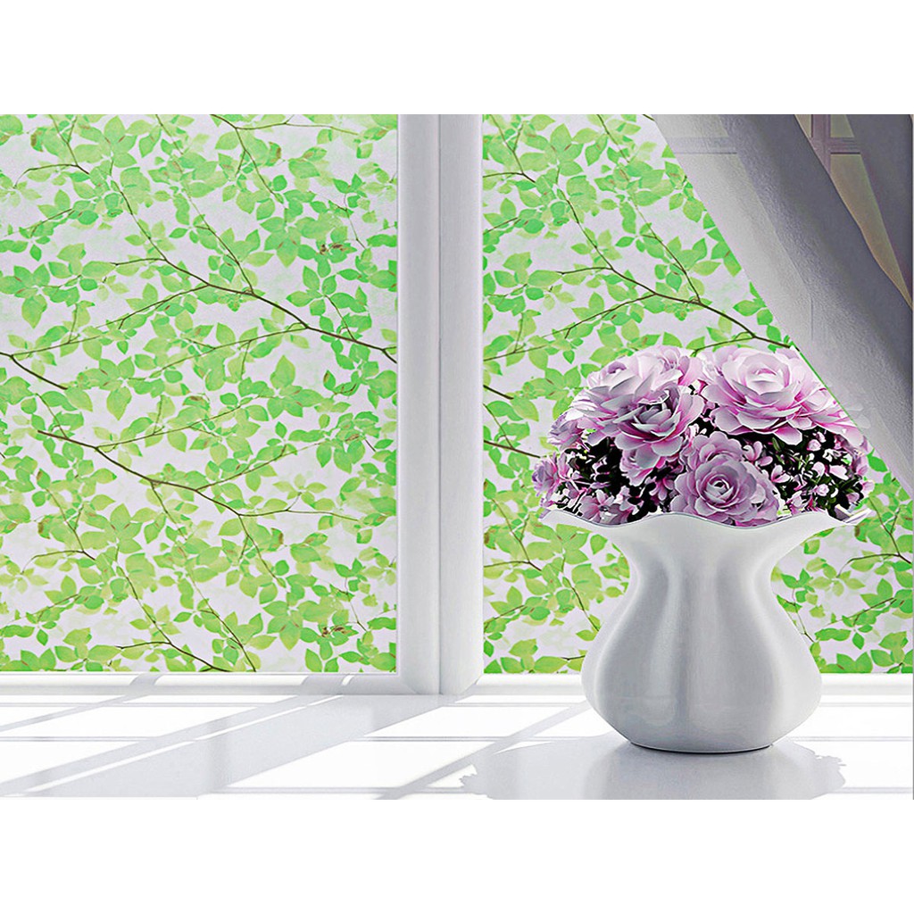 Decal dán kính LUVINA làm mờ kính cuộn 3m rộng 60cm- dán kính lá xanh