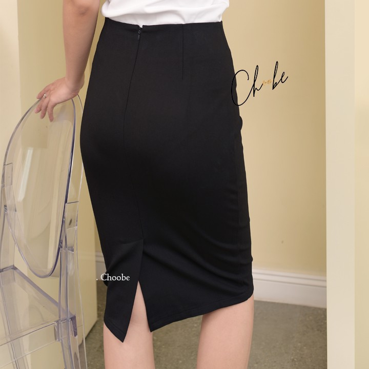 Chân váy bút chì Choobe dài xẻ sau công sở đen dáng dài, chất Umi cao cấp, co giãn tốt mặc tôn dáng CV02 | BigBuy360 - bigbuy360.vn